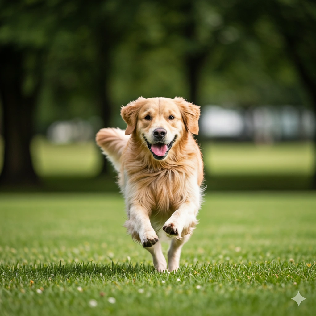 Portada Pelusky con perro feliz corriendo en el parque